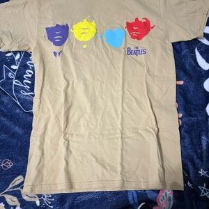The Beatles Tan and Purple Short Sleeve Tee with Colorful Graphic Design
